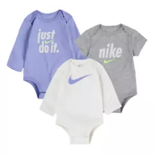 3 body Nike, bambine taglia 6 mesi, regalo doccia, viola, bianco, grigio, MP - Foto 1 di 5