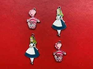 ALICE IN WONDERLAND CHARMS PENDANTS ENAMEL METAL JEWELLERY MAKING CHESHIRE CAT - Picture 1 of 1