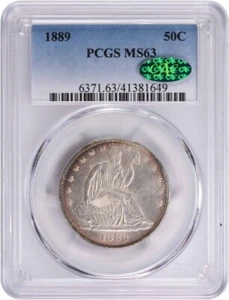 1889 Liberty Seated Silver Half Dollar MS63 PCGS (CAC) - Picture 1 of 4