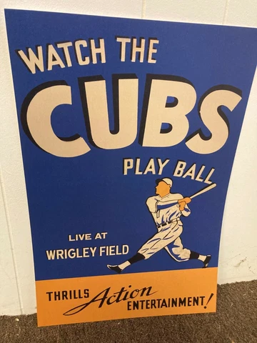 Vintage Style Chicago Cubs 1930s Play Ball Wrigley Field Cardstock Poster Cover