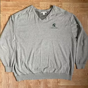 Michigan State Spartans V-Neck Sweater Gray Mens 3XB Cutter & Buck Golf Pullover - Picture 1 of 12