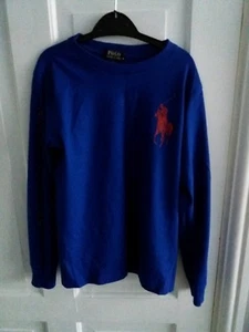 WEITER REDUZIERT!! AUTHENTISCHES RALPH LAUREN LANGÄRMELIGES T-SHIRT ROYALBLAU ALTER 7 - Bild 1 von 4