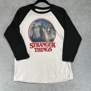 Stranger Things Shirt Netflix Jersey Black & White 3/4 Sleeves Size L Unisex - Picture 1 of 7