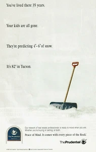 1994 Vintage Print Ad The Prudential Real Estate Snow Shovel Tucson Peace Mind - Picture 1 of 2