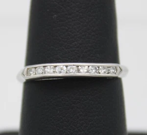 VINTAGE PLATINUM .20 CTW DIAMOND HIGH POLISH ANNIVERSARY/WEDDING BAND - Picture 1 of 9