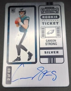 Carson Strong 2022 Contenders Silver Rookie Ticket Metal Auto RC #/49 - Picture 1 of 2