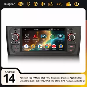 4+64GB Android 14 DAB+ Autoradio Navi CarPlay 8-Kern DSP Fiat Grande Punto Linea - Bild 1 von 22