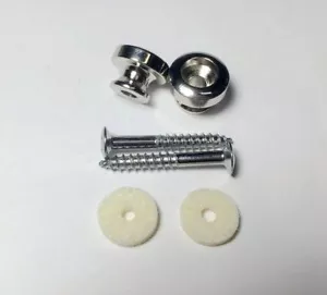 2 High Quality Big Head Strap Button CHROME for Gibson style Guitar Bass - Picture 1 of 2