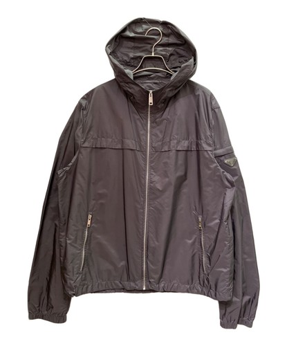 Giacca in nylon con logo PRADA Triangolo grigio taglia: 56