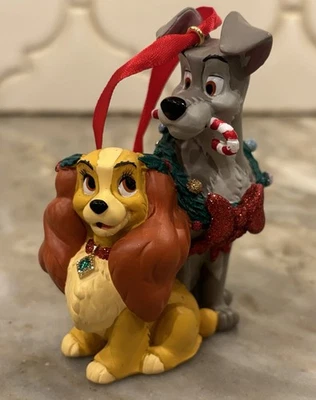 Disney Parks Dama y el Vagabundo Vacaciones Navidad Adorno Perros Brillo Foto 1 de 4