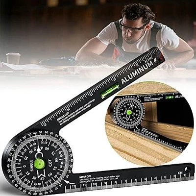 High Precision Miter Saw Protractor - Aluminum Angle Finder with Level Gauge - Image 1 of 4