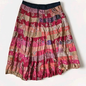 VTG VINI Patchwork Quilt Skirt Maxi Flowy Cottagecore Bohemian Prairie M/L/XL - Picture 1 of 9