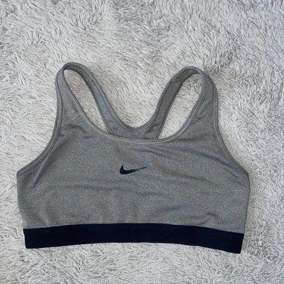 Nike Sports Bra Womens M Gray Dri Fit Swoosh Classic Racerback Active Gym Shirt - Image 1 of 4