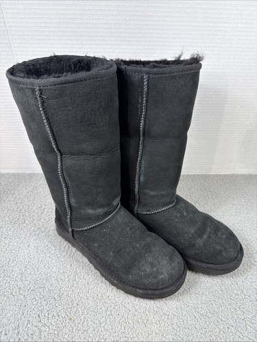 Stivali UGG donna classici alti II neri slip on scamosciati taglia US 7 UK 5 pull on usati in ottime condizioni