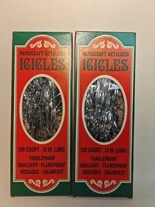 Papercraft Metalized Icicles 2 Boxes PC-929 Made In U.S.A. Vintage 60s-70s - Picture 1 of 6