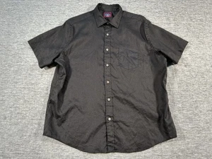 Untuckit Wrinkle Resistant Cameron Linen Shirt Mens Large Black Chest Pocket - Picture 1 of 12