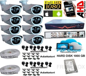 Kit videosorveglianza 8 telecamere 4mpx 2k Varifocali Grandangolari 170°e Zoom - Foto 1 di 3