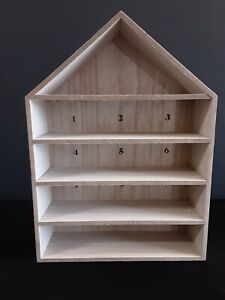 House Shaped Wood Curio Knickknack Shelf Shadow Box Can Stand Alone