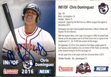 Chris Dominguez Signed 2016 Dunkin' Donuts NESN Pawtucket Red Sox #NNO Card