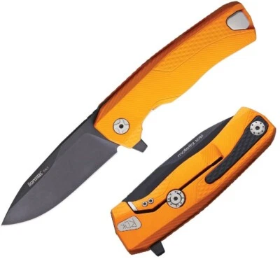 Faca dobrável LionSTEEL ROK 3,25" Bohler M390 lâmina de aço laranja cabo de alumínio - Imagem 1 de 3