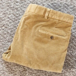 Harvie & Hudson Corduroy Pants Men's 36L Honey Gold Cuffed Pleated Straight Leg - Picture 1 of 18