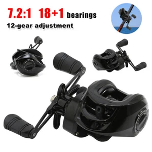 Ultralight Baitcasting Fishing Reel 7.2:1Ratio 18+1BB Metal Spool 10KG Max Drag - Picture 1 of 26