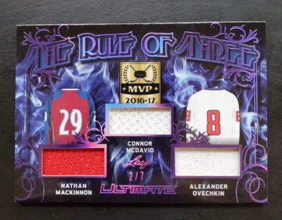 2019 Leaf Ultimate McDavid/MacKinnon/Ovechkin The Rule of Three Triple Relic 2/7 - Image 1 of 3
