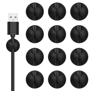 12 Pcs Support de Cordon Adhésif Clips de Câble Gestion de Fil pour Bureau Voiture - Photo 1/6