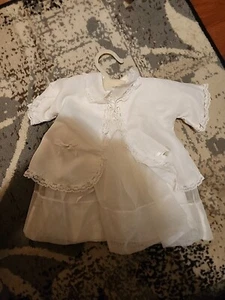 Vintage Satin and Lace Christening Gown White Gift Set by Carol Joy Flaws - Picture 1 of 5