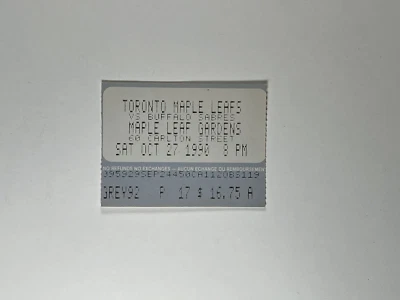 10-27-1990 Buffalo Sabres @ Toronto Maple Leafs Ticket - Pierre Turgeon Goal/Ast - Image 1 of 2