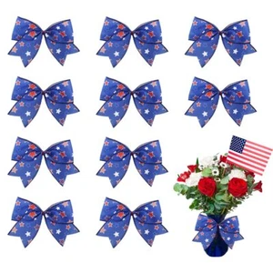 10PCS Patriotic Bows for Wreath Patriotic Wreath Bows for Memorial Day 4th of... - Picture 1 of 5
