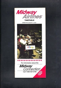 Midway Airlines System Fahrplan 15.08.87 737 & DC-9 Chicago Air-MSY SERVICE - Bild 1 von 4