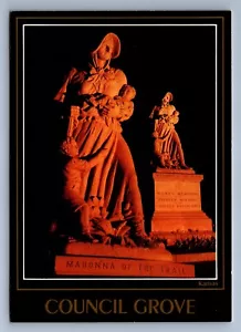 Postcard Vtg Kansas Council Grove Madonna Of The Trail Monument Landmark 4x6 - Picture 1 of 2