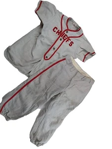 Vintage General Athletic Products Boys M Chiefs Allen Oil Wool Baseball Uniform - Picture 1 of 13