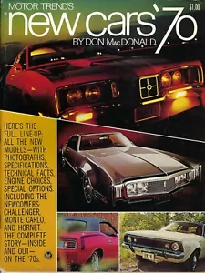 1970 new cars in vintage Motor Trend New Cars '70. Chevrolet Ford Mopar AMC more - Imagen 1 de 2