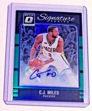 2016-17 Donruss Optic Green Signature Series Autograph C.J. Miles /5 Pacers