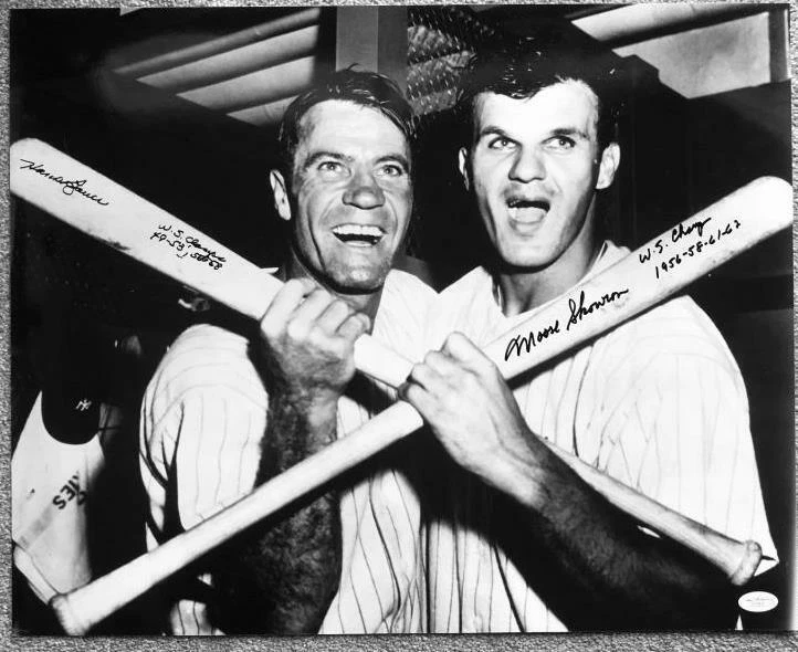 HANK BAUER & MOOSE SKOWRON Signed on 16X20 B&W Photo JSA G39937 - Image 1 of 1