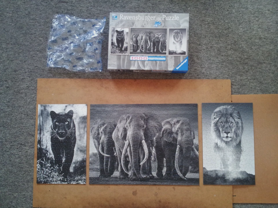 Ravensburger Puzzle Triptychon Panther ,Elefant,Löwe ,1000 Teile,1x gelegt,Neuw. - Bild 1 von 1