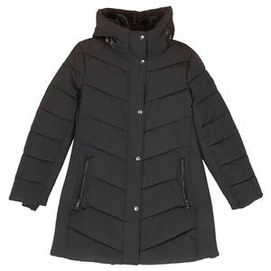 Andrew Marc Black Hooded Puffer Jacket Coat Women's Size Medium - Picture 1 of 18