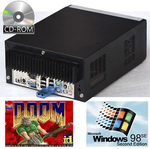 Mini Computer Cube Cpu 1.6 Ghz Cd-Rom 12V Power Windows 98 Se Old School Games - Picture 1 of 1