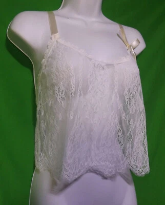 NEW HANKY PANKY 914431 LIVO BRIDAL COLLECCTION SHEER LACE CROP TOP CAMISOLE L - Image 1 of 2