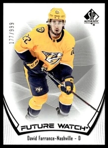 2021-22 SP Authentic 177/999 David Farrance Rookie  Nashville Predators #117 - Picture 1 of 2