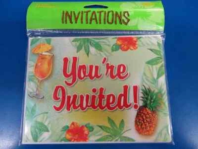 Pineapple Punch Tropical Cocktail Summer Luau Beach Theme Party Invitations - Image 1 of 2