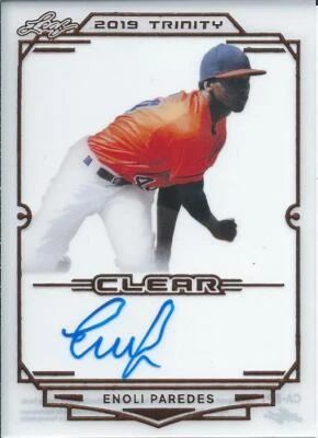 2019 Leaf Trinity Baseball ENOLI PAREDES Clear Acetate On-Card Autograph - Image 1 of 2