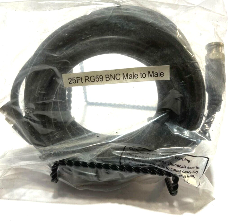 25FT BNC Male to Male Connector HD-SDI Video RG59 Coax Coaxial Cable Cord - Image 1 of 1
