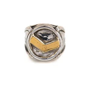 Spartan Shield Ring 14k Gold and Sterling silver, Greek Pendant, Men Jewelry - Picture 1 of 6