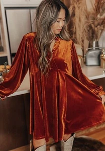 Dark Pumpkin Velvet Dress Impressions Size Small SOLD OUT - Picture 1 of 4