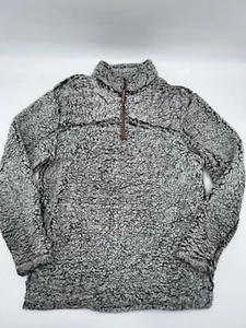 Alpine Sherpa Men’s Fleece Medium Quarter Zip Brown Fuzzy Pullover Jacket NICE - Picture 1 of 10