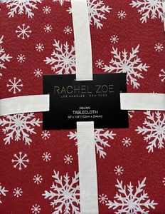Rachel Zoe rot mit weiß glitzernden Schneeflocken Tischdecke 60”x 104” ~ 8-10 Personen - Bild 1 von 4