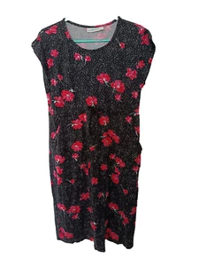 Jojo Maman Bebe Maternity Dress Black floral & White dots Size S 8/10 - Picture 1 of 7